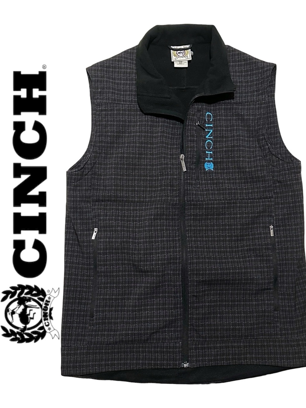 CINCH • Men’s Bonded Softshell Micro Plaid Vest || Small 🤠